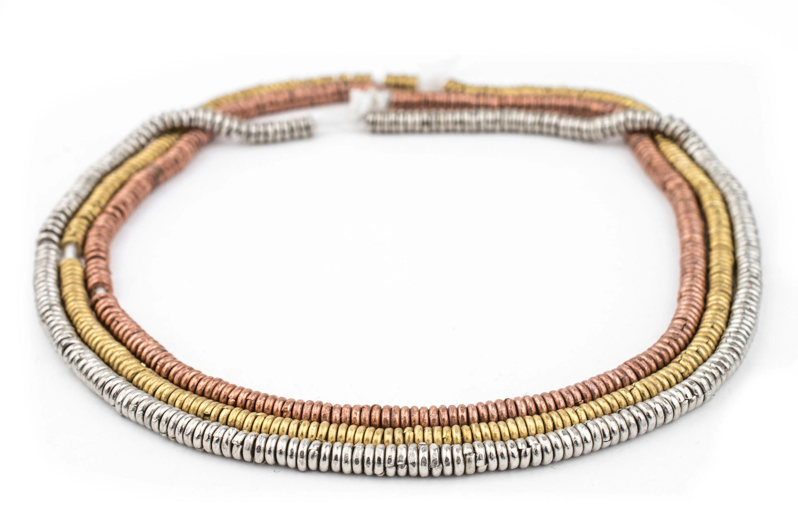 3 Strand Bundle: Kenya Metal Heishi Beads 3mm African Multicolor Handmade
