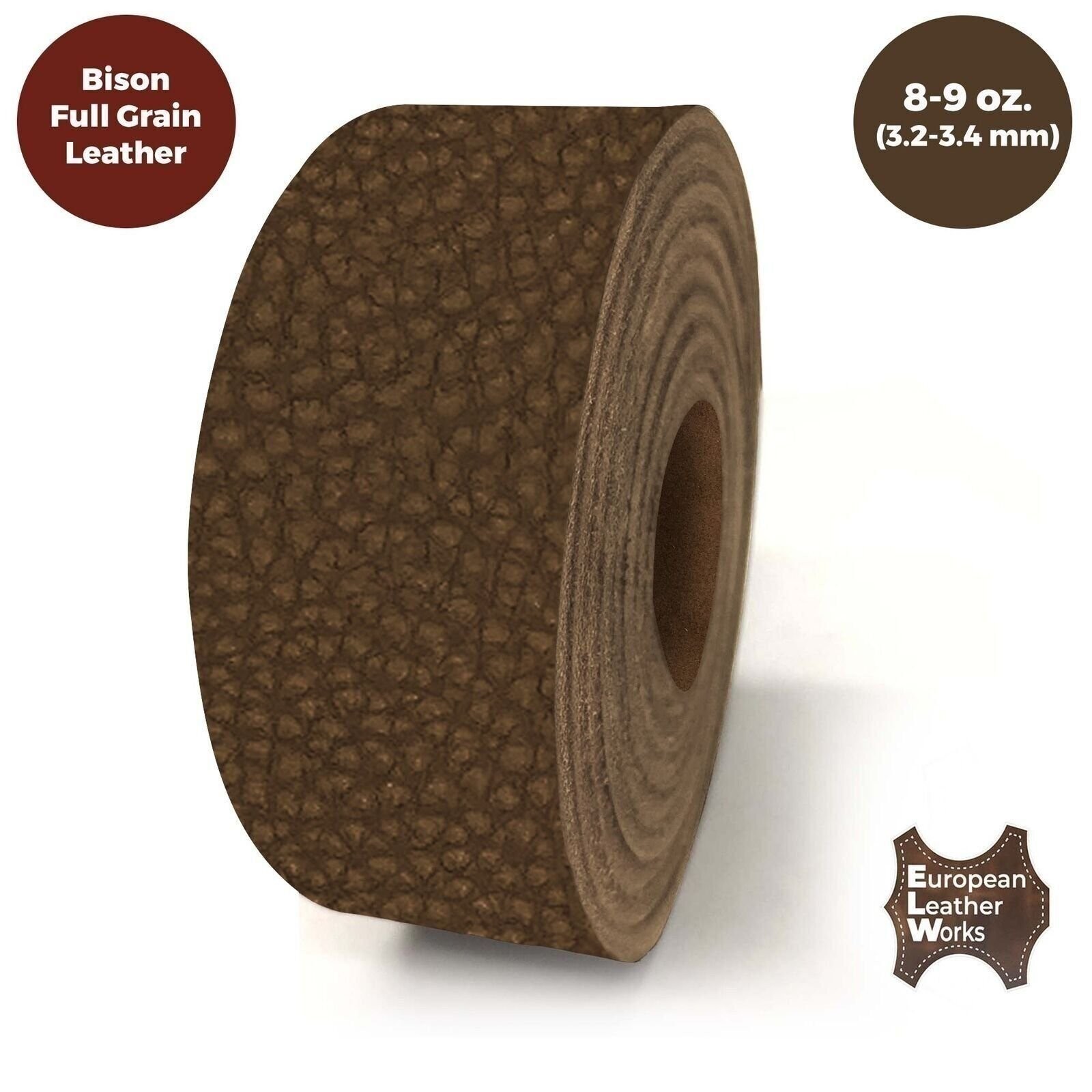 ELW Full Grain Leather Bison Strap 8-9oz (3.2-3.4mm) Thickness 50″ to 84″ Length