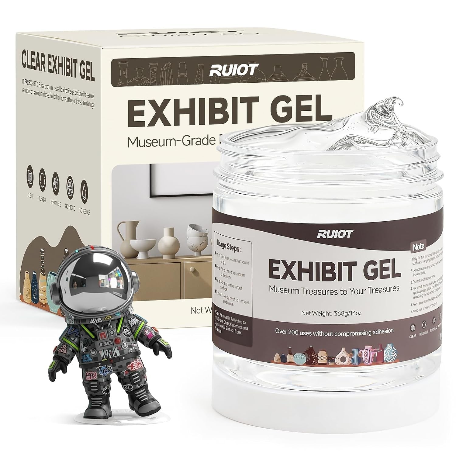 13oz Clear Exhibit Gel to Keep Things in Place. Removable Museum Exhibit Putt…