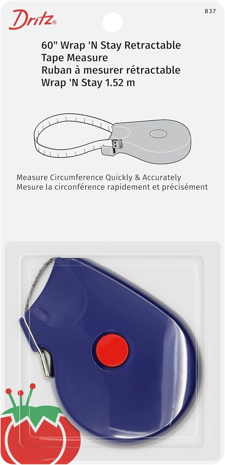 Wrap N Stay Retractable Tape Measure 0.11 Pounds 60″L x 0.63″W Blue