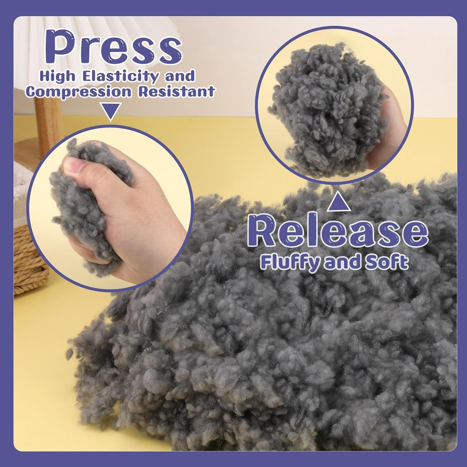 3.52Oz/100G Grey Black Polyfill Stuffing for Animal, Black Fiber Fill, Polyes…