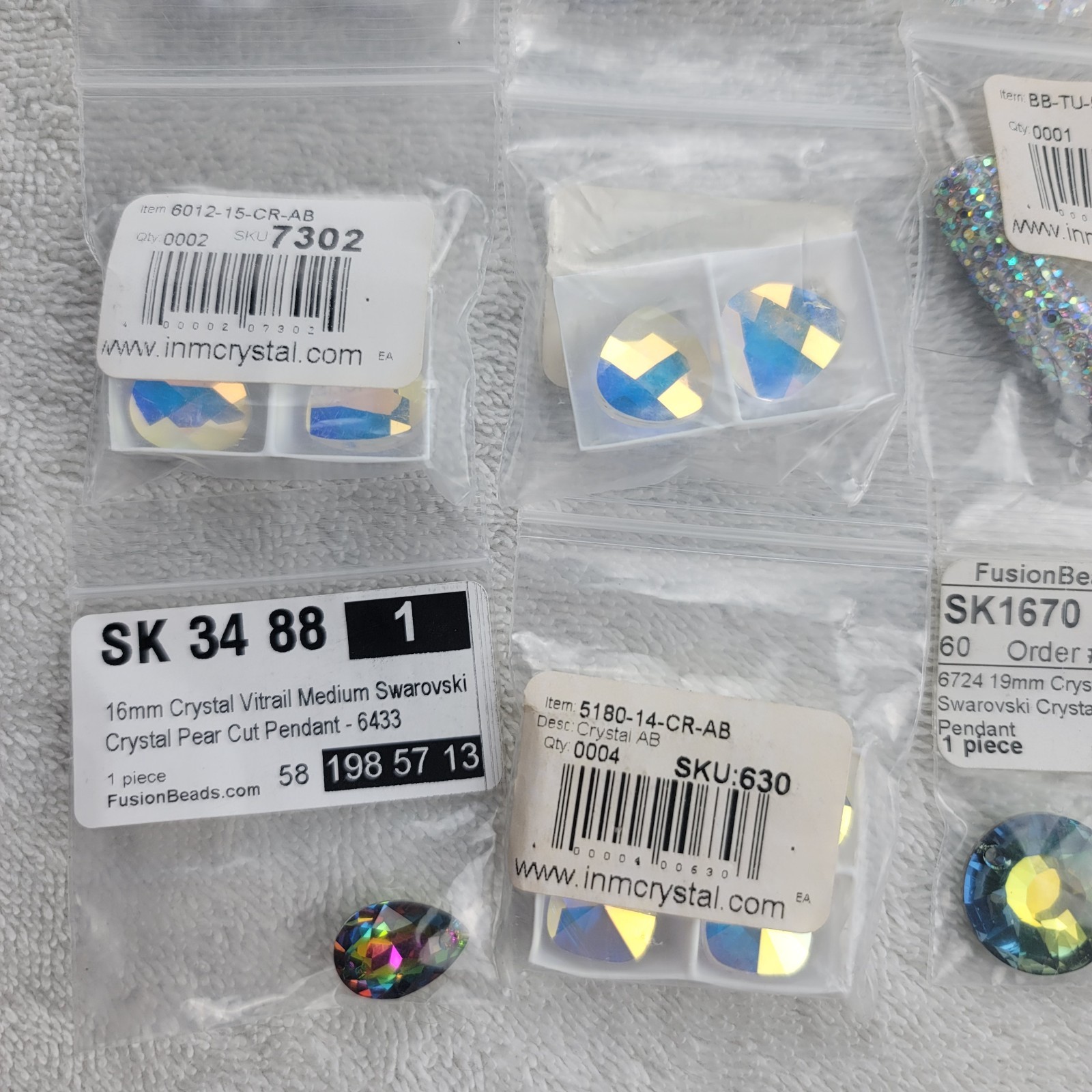 Swarovski Crystal Pendant Lot AB Vitrail Sahara Rivoli Pear Sun Mixed Qty