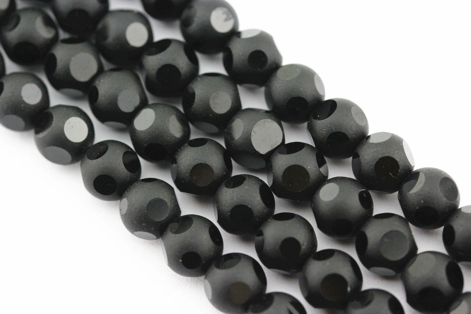 Black Crystal Glass Faceted Round Beads 4mm 6mm 8mm 10mm 15.5″ Strand