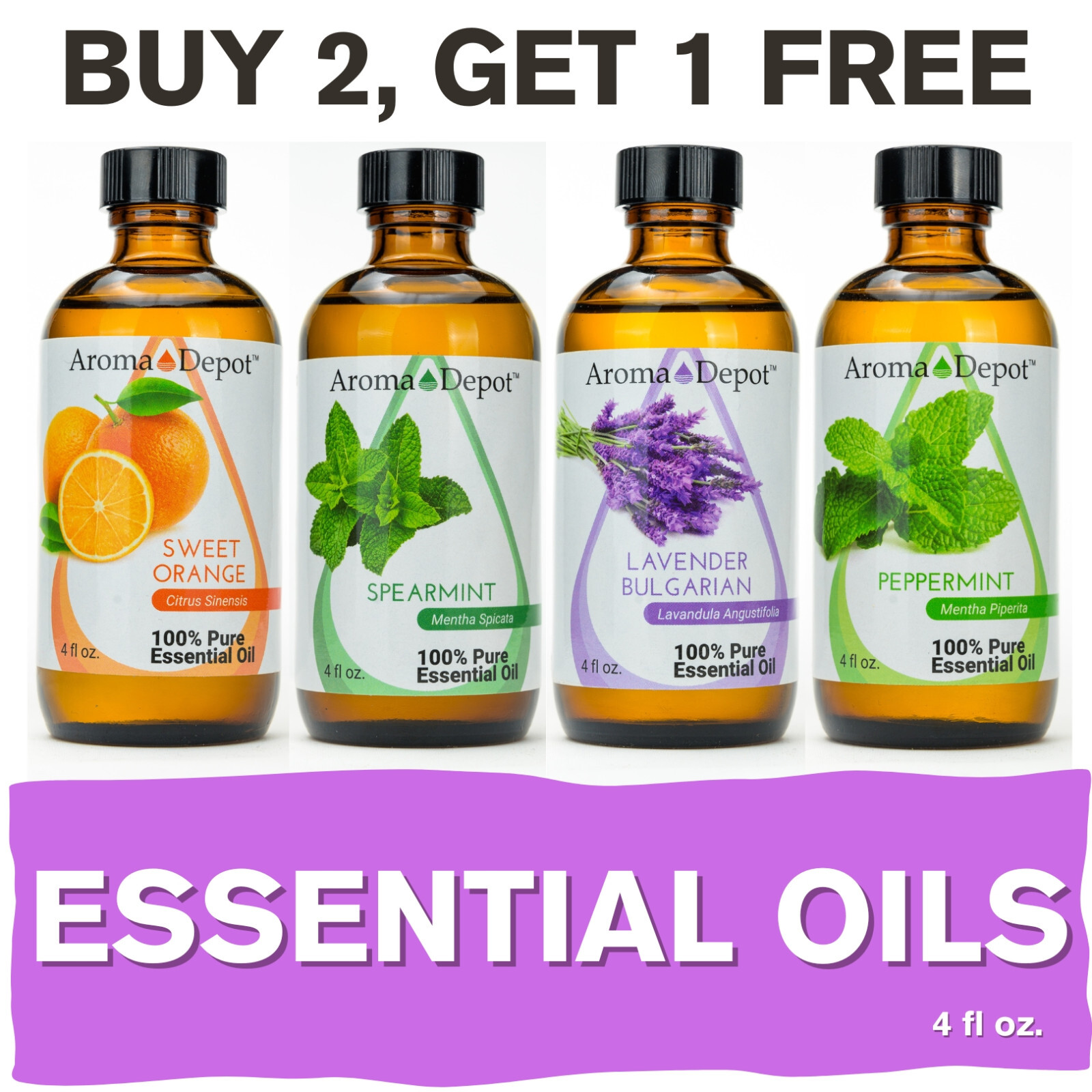 Essential Oil 4 oz. Therapeutic Grade 100% Pure Natural Undiluted Aceite Esencia