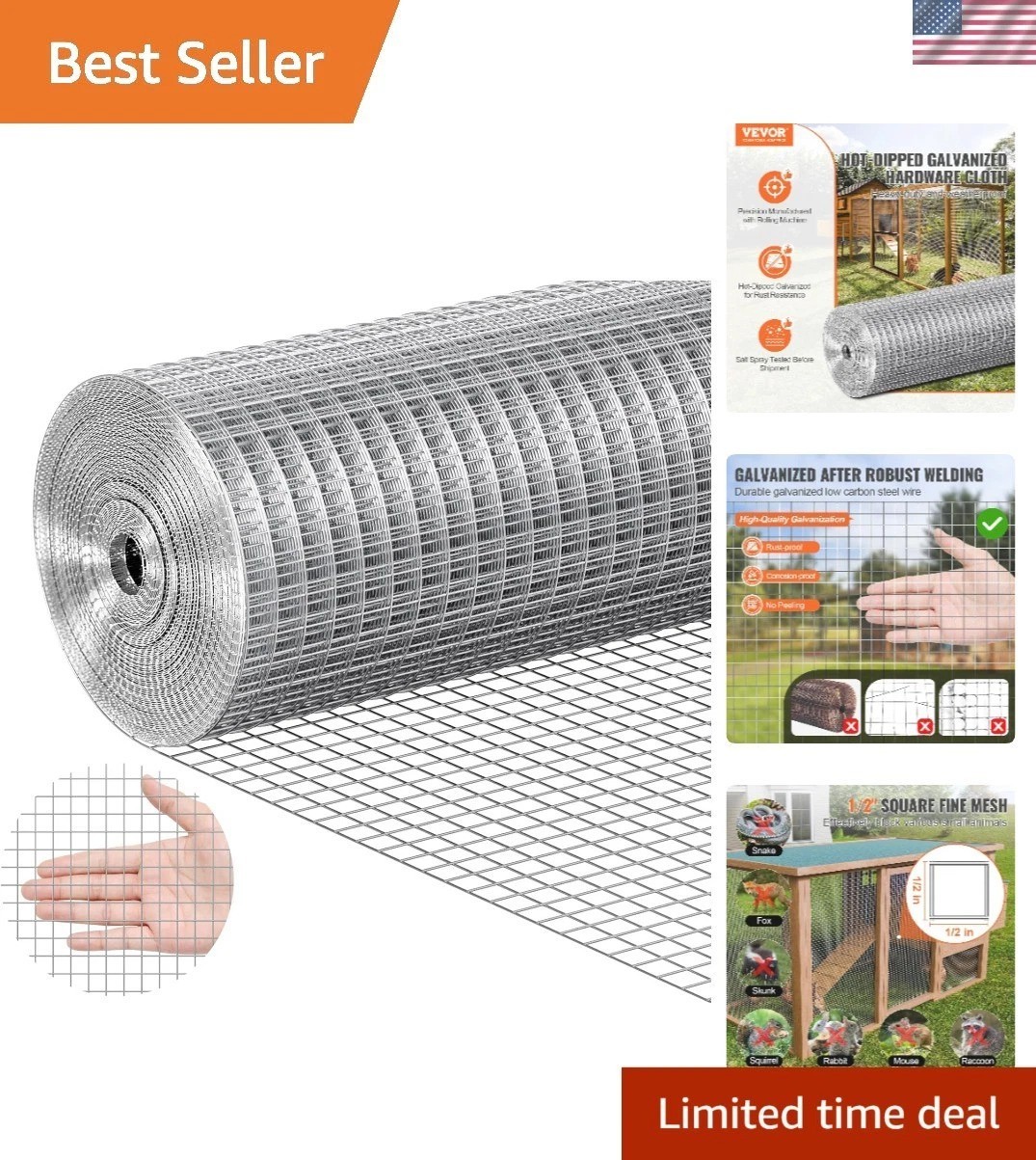24in x 25ft Hot Dipped Galvanized Hardware Cloth – 1/2 Inch Small Animal Barrier