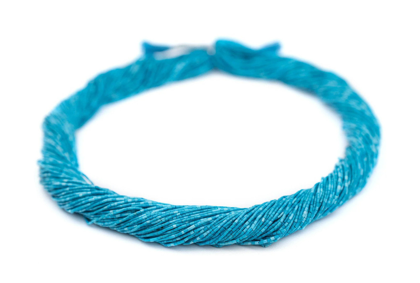 Extra Tiny Blue Turquoise Cylinder Beads 1mm Afghanistan Gemstone 15 Inch Strand