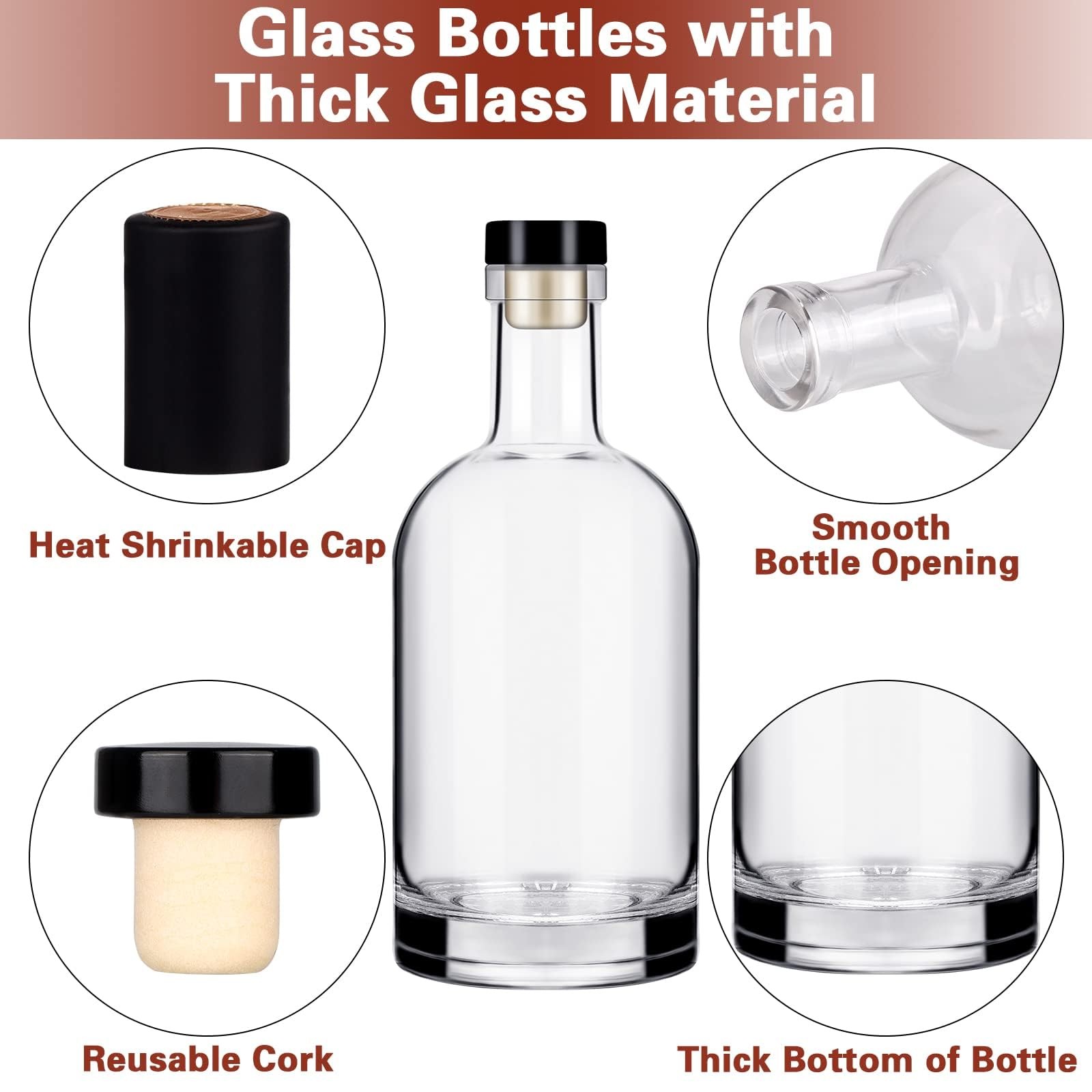 Wine Bottles 3PCS Glass Bottles 750ML Glass Bottles with Lids 25oz Glass Bott…