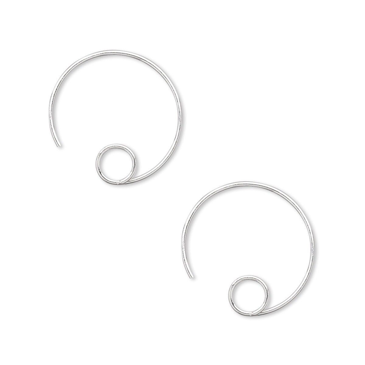 Silver Plated Brass 16mm Round Hoop Ear Wires with Loop Earrings