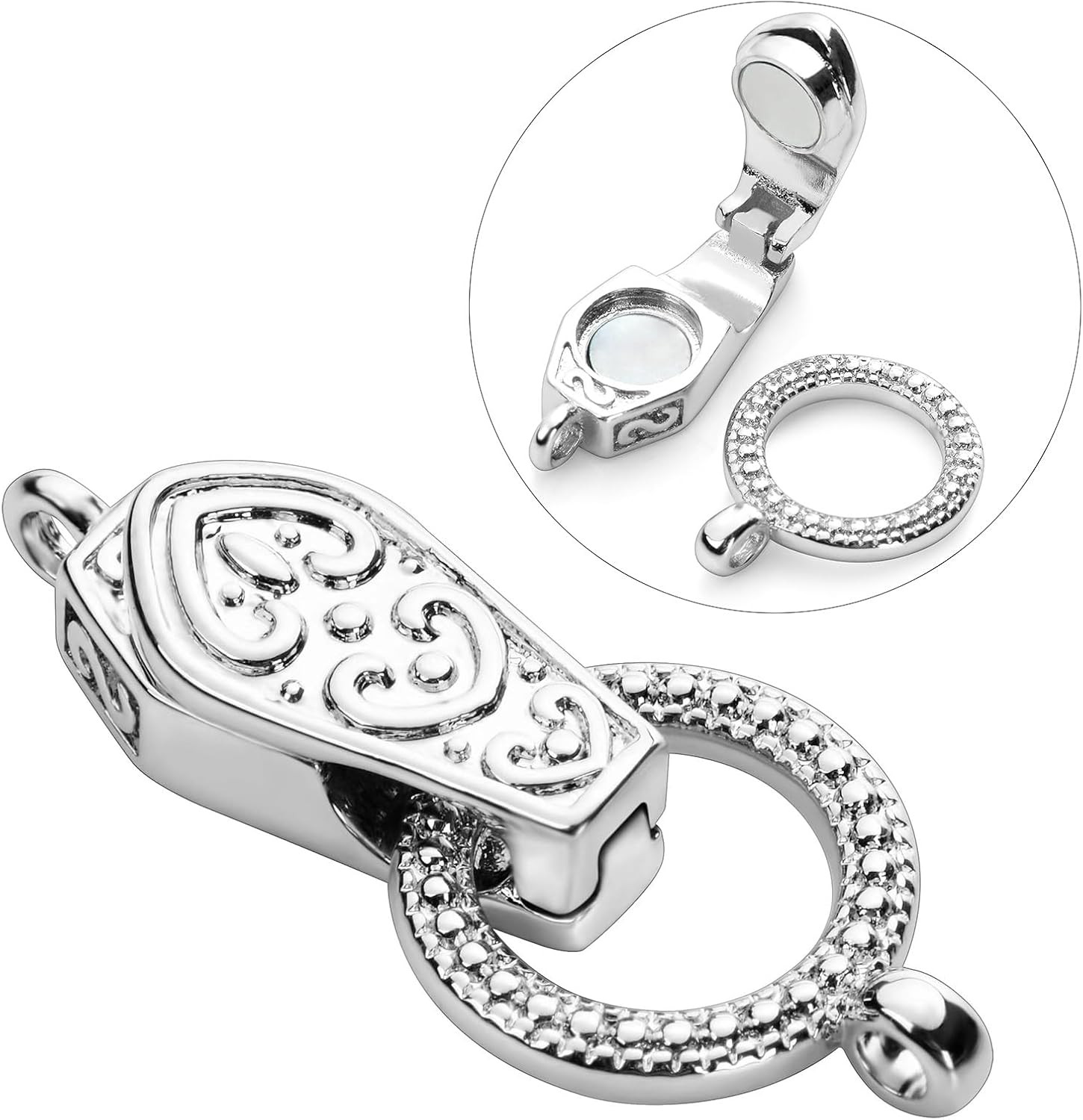 Fold over Magnetic Necklace Clasps and Closures 18K Gold and Silver Plated Brass