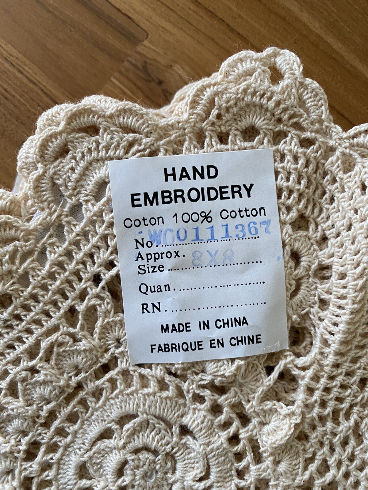 8 Inch Beige Heart Shaped Crochet Lace Doilies 12 Count