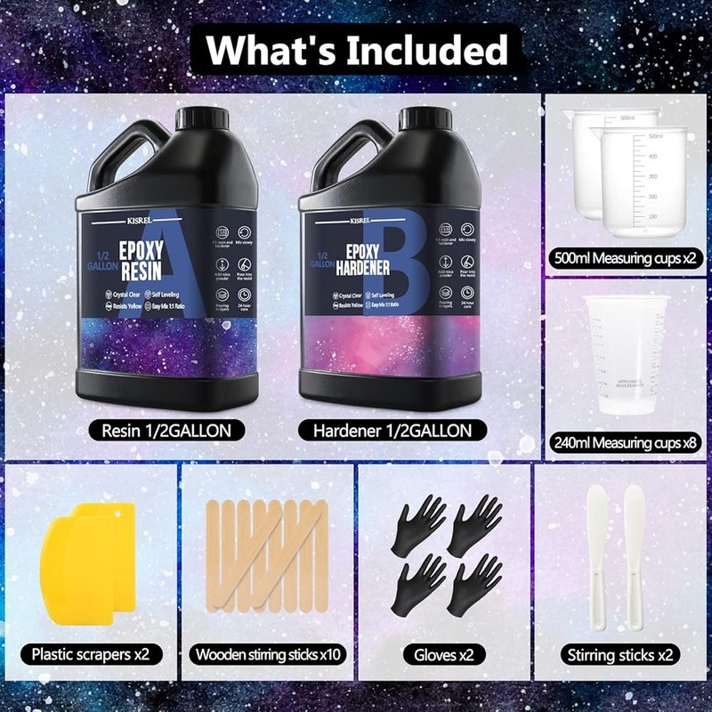 Epoxy Resin Kit 1:1 High Quality Self-Leveling Clear Easy Mix Crafting Casting