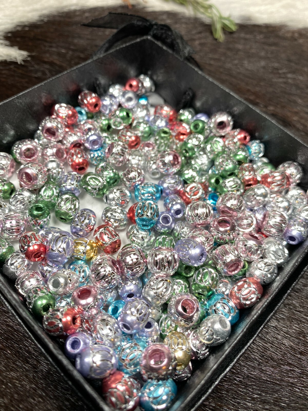 Aluminum Beads Bulk For Jewelry Making Silver Metal Beads Large Hole 200 pcs