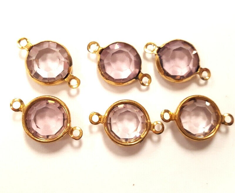 6 Vintage Swarovski Jewel 47SS Channel 2 Loop Connectors -7 Colors You Pick J140