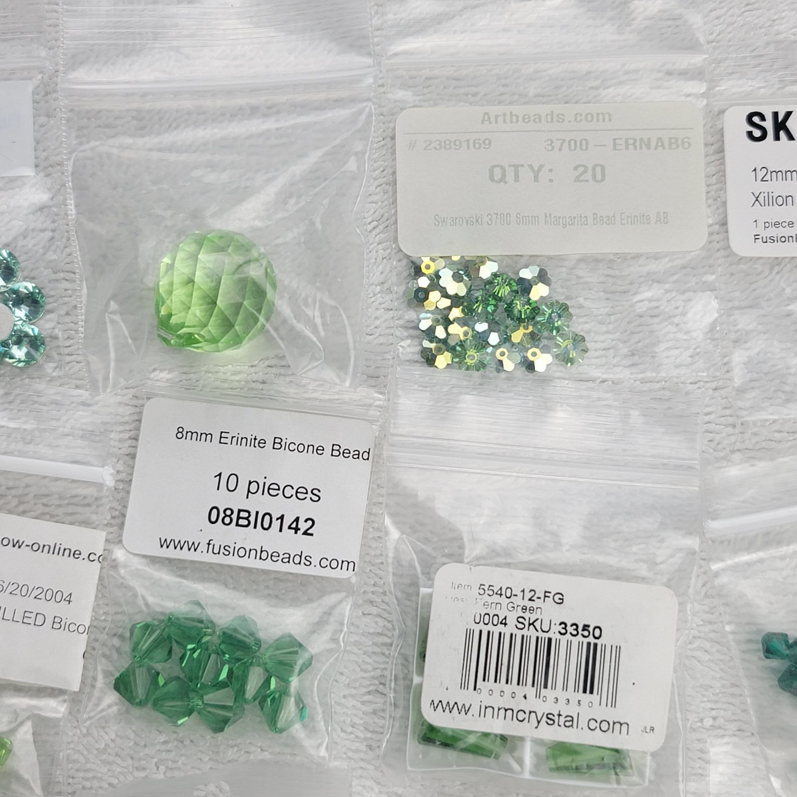 Swarovski Crystal Bead Lot Green Emerald Erinite Bicone Cube Pendant Mixed Qty