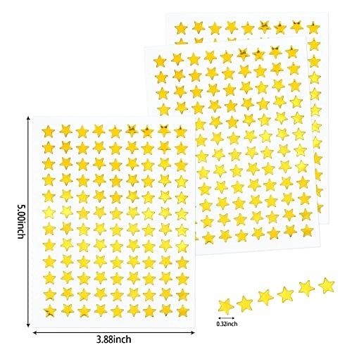 1080 Pcs 10 Sheets Tiny Gold Star Stickers, 0.3″ Diameter Small Reward Stickers