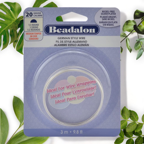 Silver Plated Half Round Wire 20G 3m