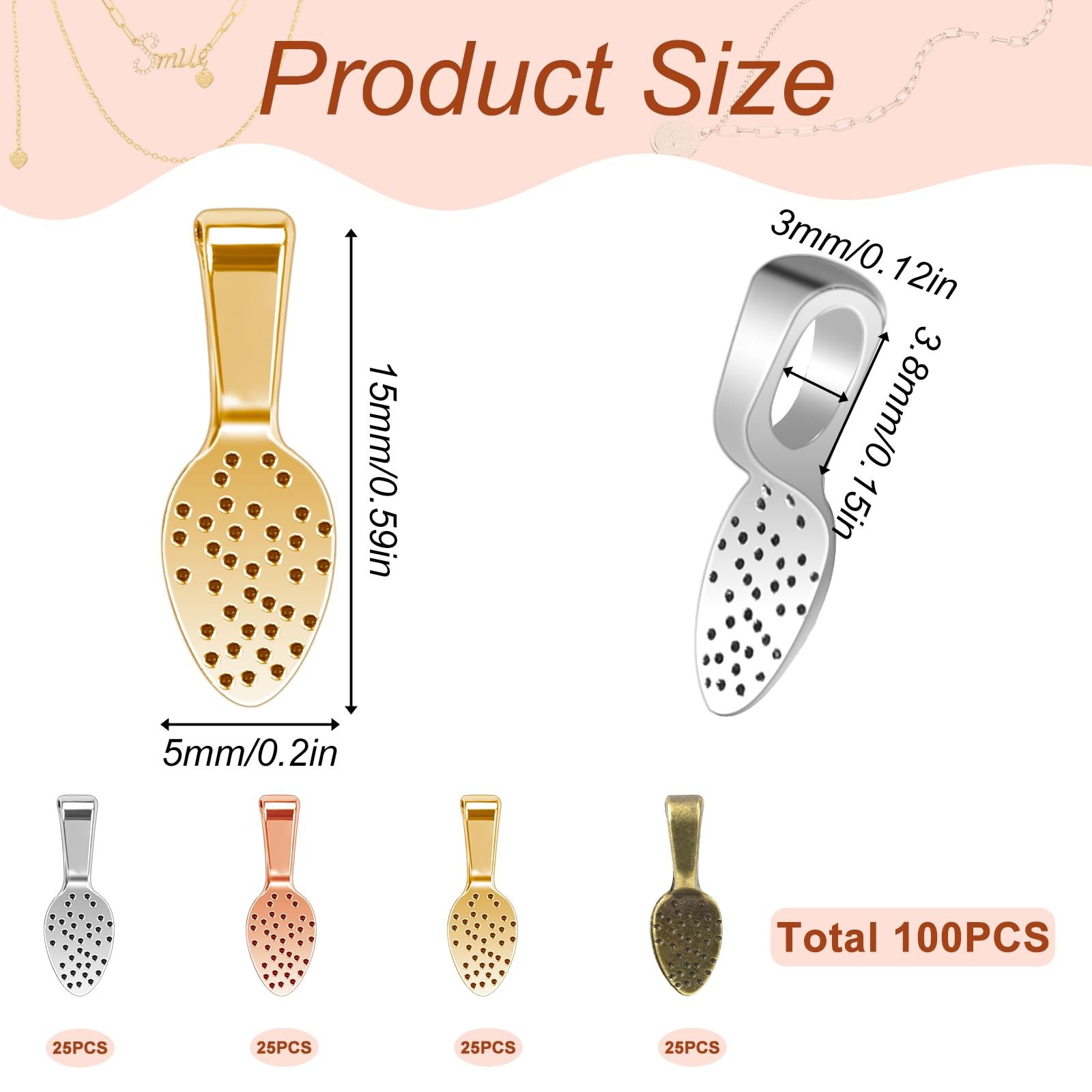 Glue On Pendant Bails Jewelry Findings Oval Necklace Bails 100 Pcs
