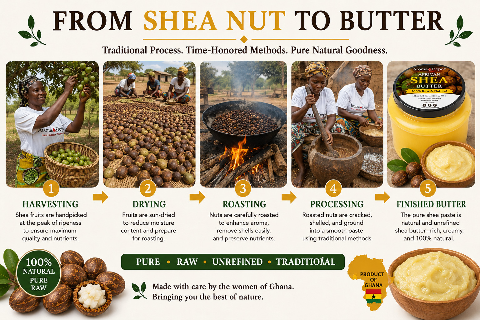 African Shea Butter Bulk 3 lb. Yellow From Ghana 100% Pure Natural Raw Unrefined