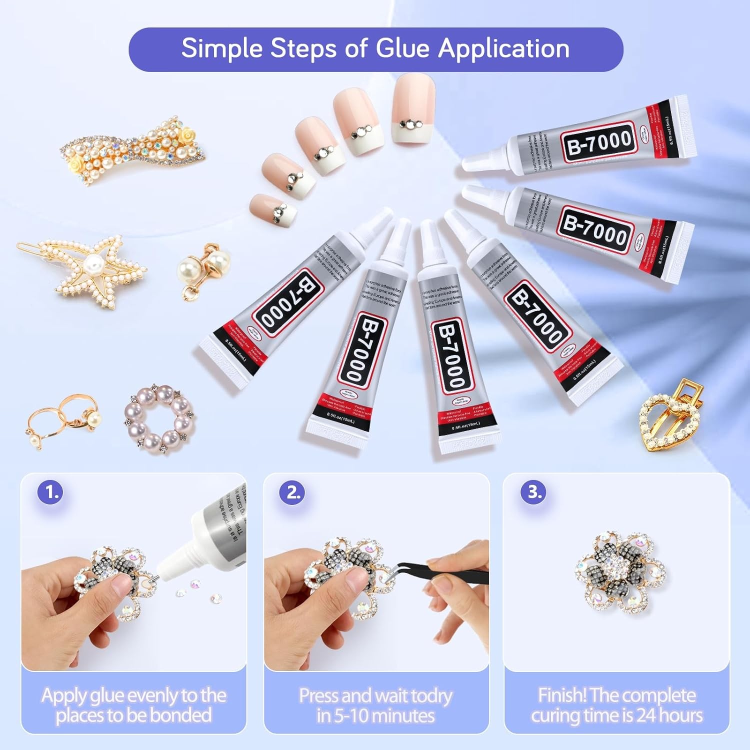 6PCS Jewelry Glue – 15ML/0.5fl oz Clear DIY Craft for 15ML