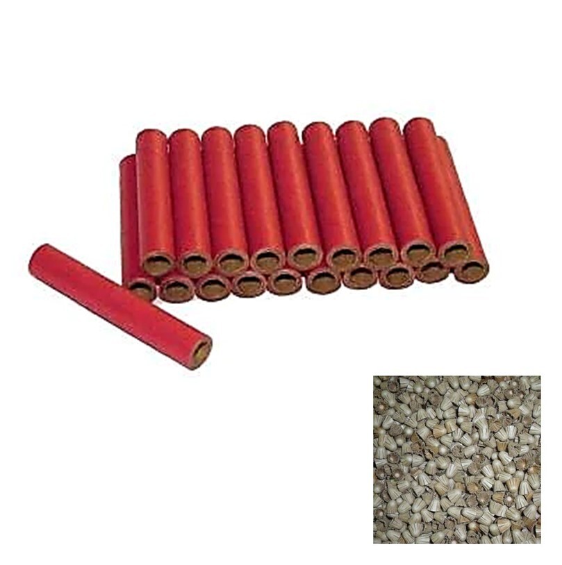 50pc 1/4″ Id – 2″ Long Red Kraft Super Tube w/ 100 caps