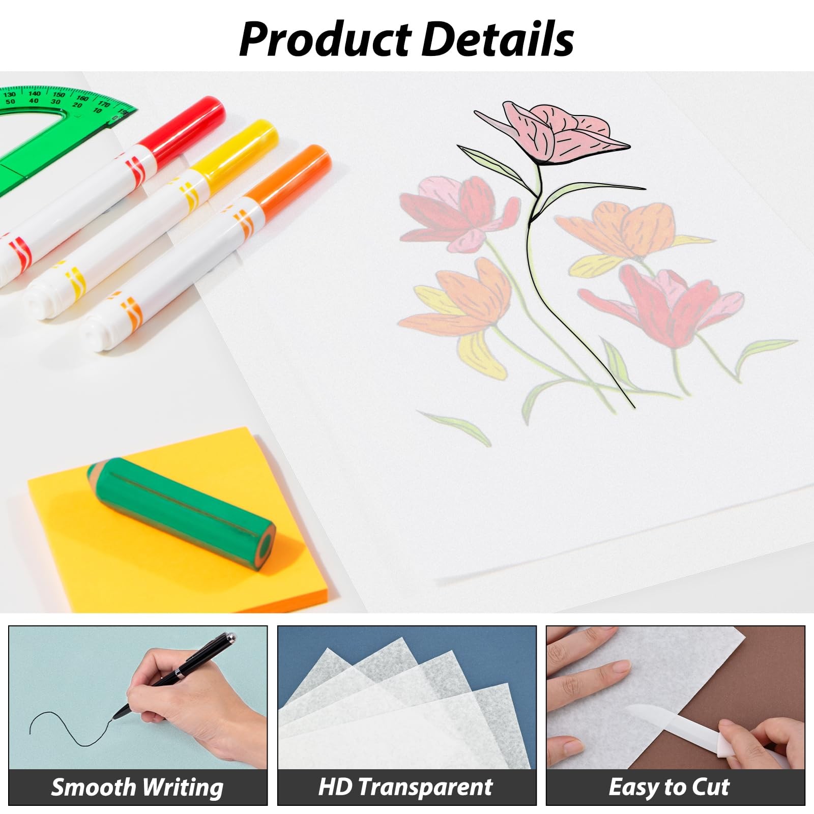 Tracing Paper Roll 36 Inches x 30 Yards, Large Trace 36 Inches, translucent