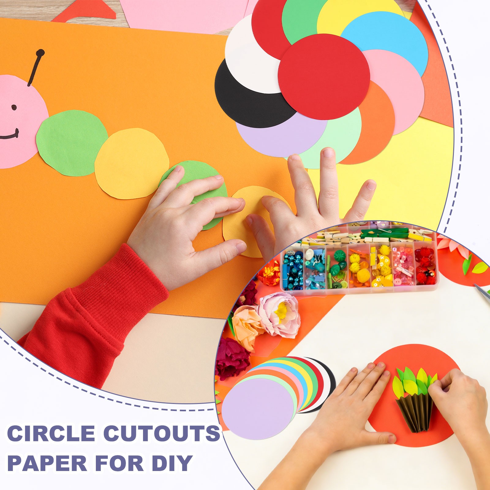 6″ Circle Cutouts Paper, 100 Pcs Circle Card Stock 200gsm/75lb, White