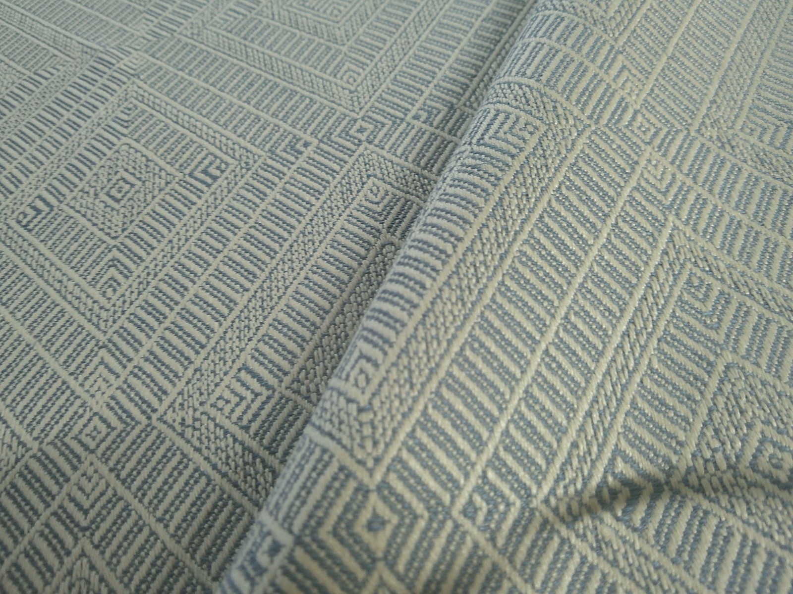 Schumacher Geometric Weave Indoor/Outdoor Linen in Chambray BTY Gorgeous