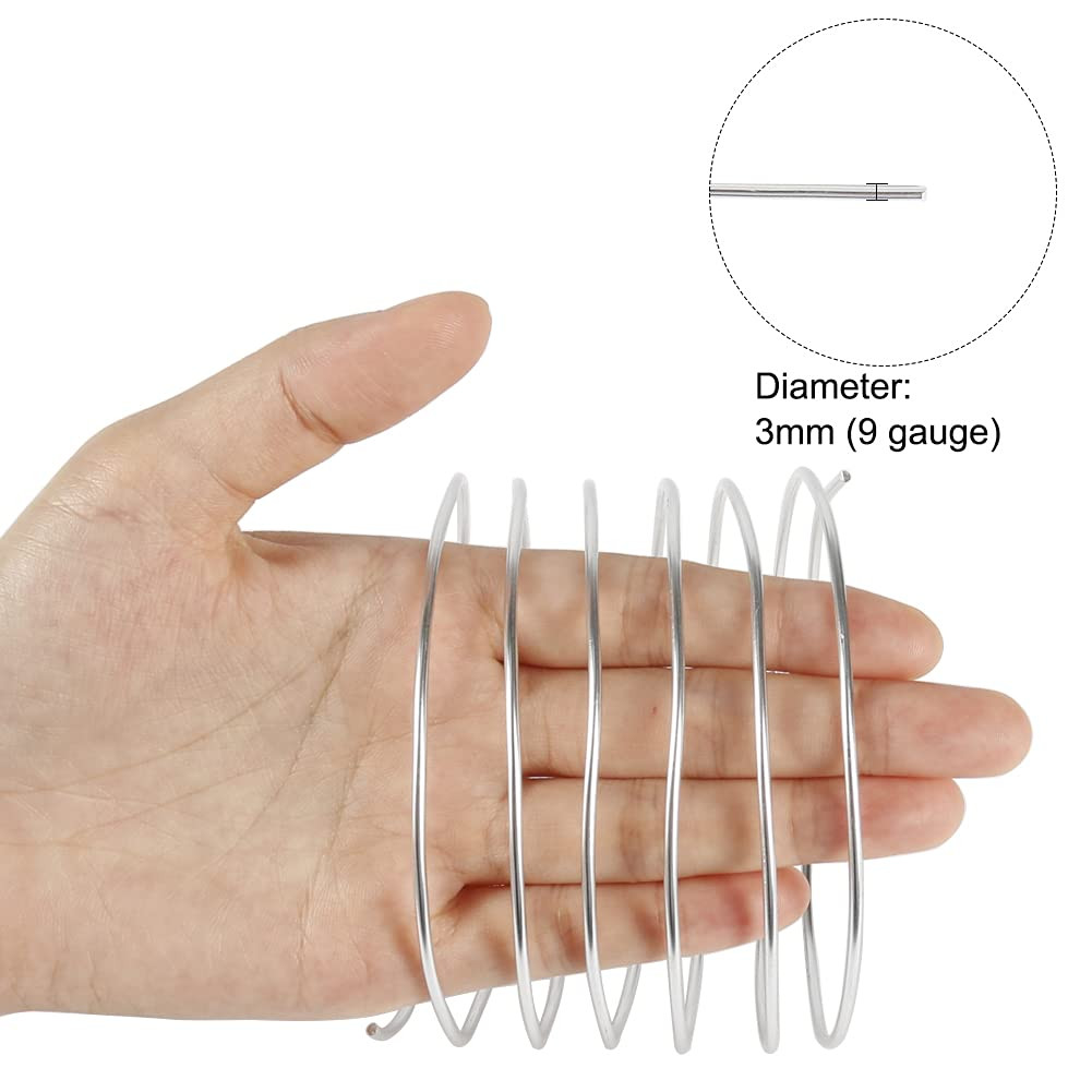 9 Gauge Aluminum Craft Wire, 50 Feet 3mm Bendable Armature Wire for Sculpting, J