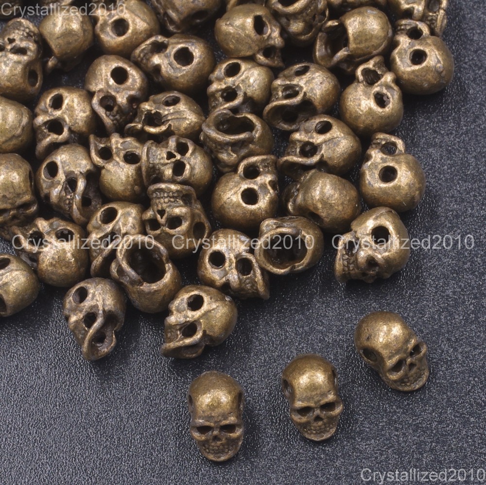 Side Drilled Metal Skull Bracelet Necklace Earring Connector Charm Spacer Beads
