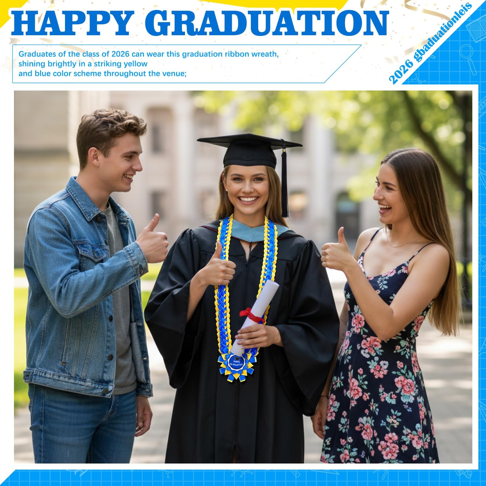 2026 Graduation Money Lei Braided Ribbon Class Of 2026 DIY Cash Gift 47.24 In