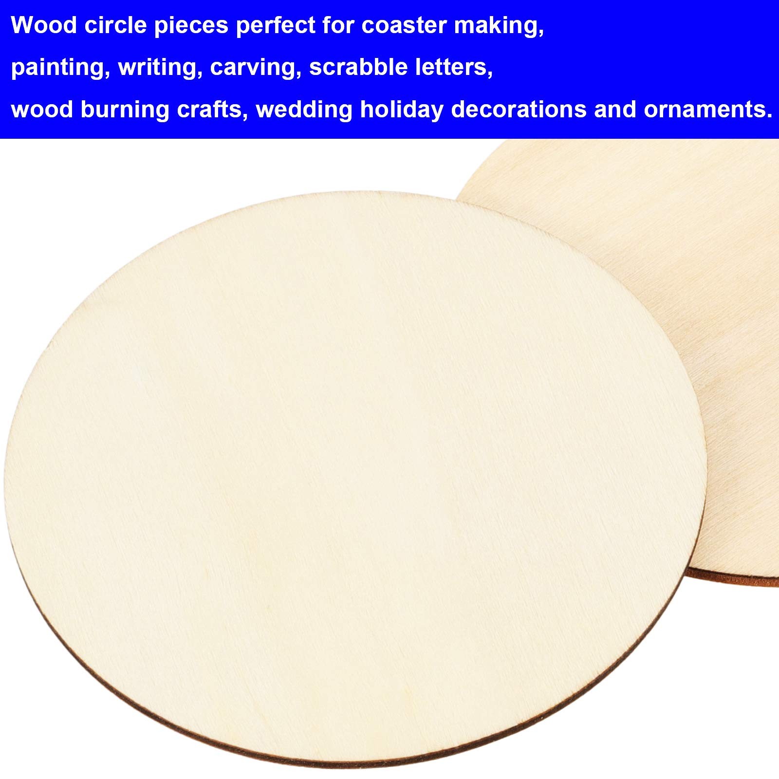 KOHAND 100 PCS 5 Inch Wood Circles, Round Wood Discs for Crafts, Wooden Circl…
