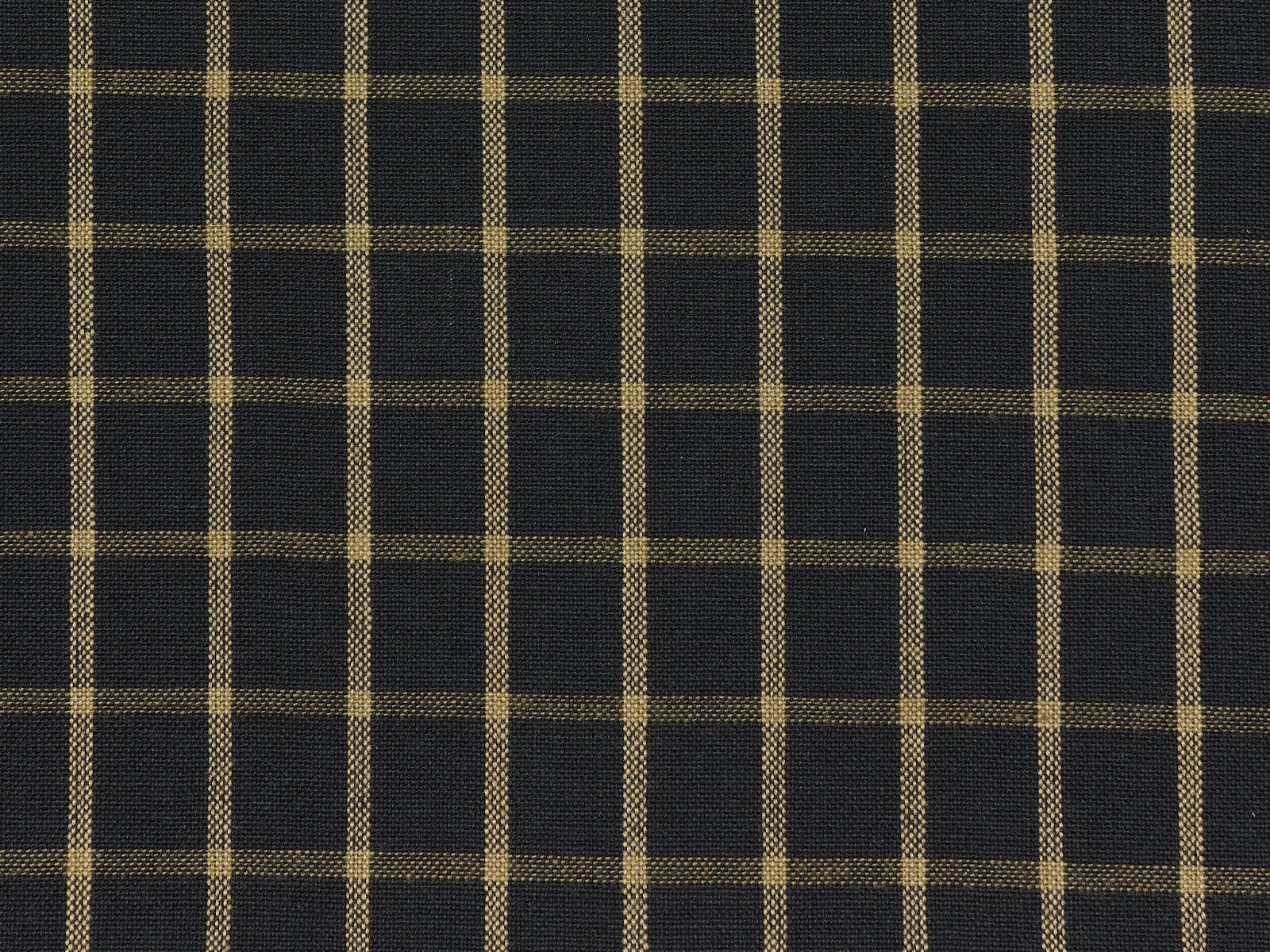 BLACK AND TEA DYE Window Pane Plaid Woven Cotton Sewing Quilt Homespun Fabric