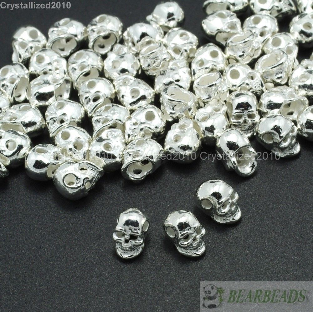 Side Drilled Metal Skull Bracelet Necklace Earring Connector Charm Spacer Beads