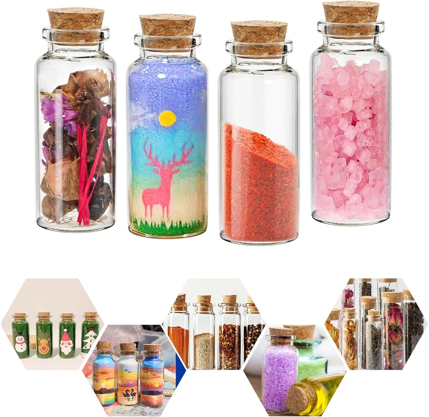 70 Pack 30ml Cork Stoppers Glass Bottles, Wishing Bottles with Personalized