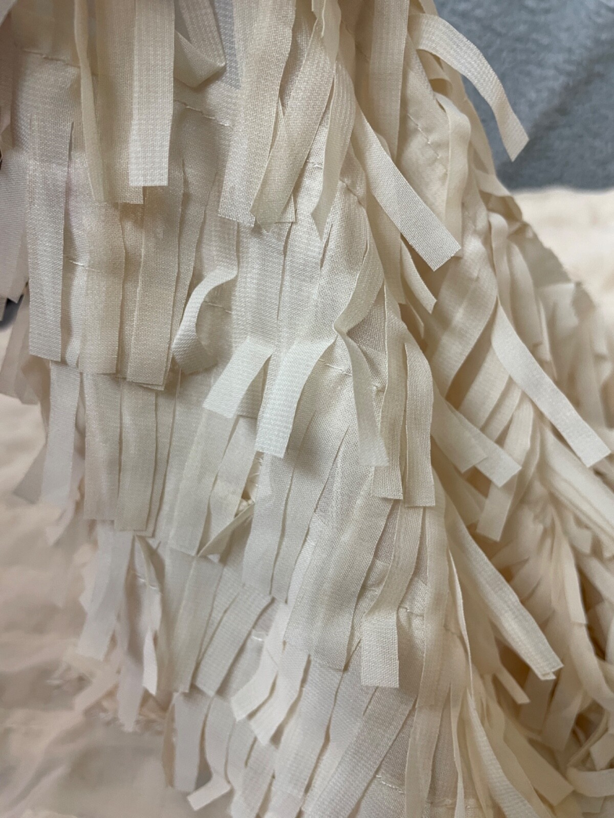 Fabric Lot 2 Yds 56 W Apparel Laser Cut Beige Vanilla Fringe Sheer Organza