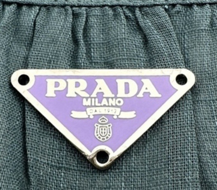 Prada Replacement Triangle Metal pastel purple & silver Logo Plate For Repair