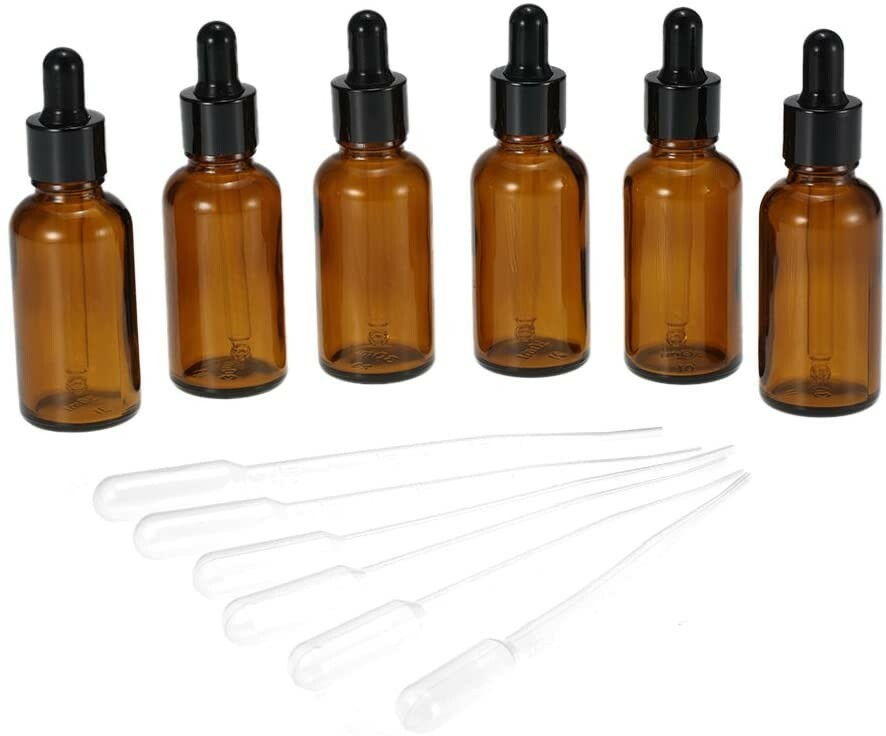 30ml Essential Oil Bottles Glass Dropper Bottle Oil Jars Set & Pipettes – 6 Pack