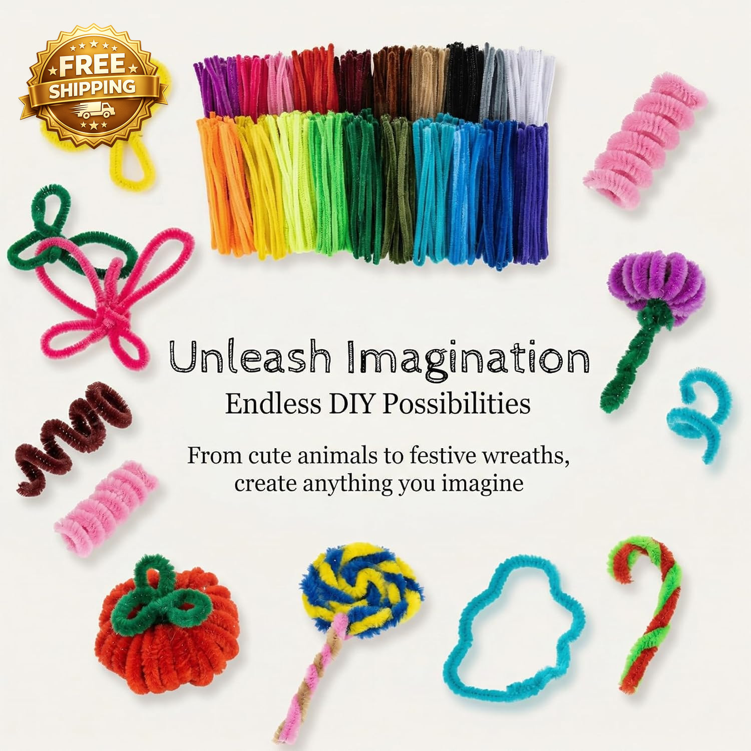 Pipe Cleaners for Crafts 200 PCS 20 Colors 200 Chenille Stems in 20 Colors