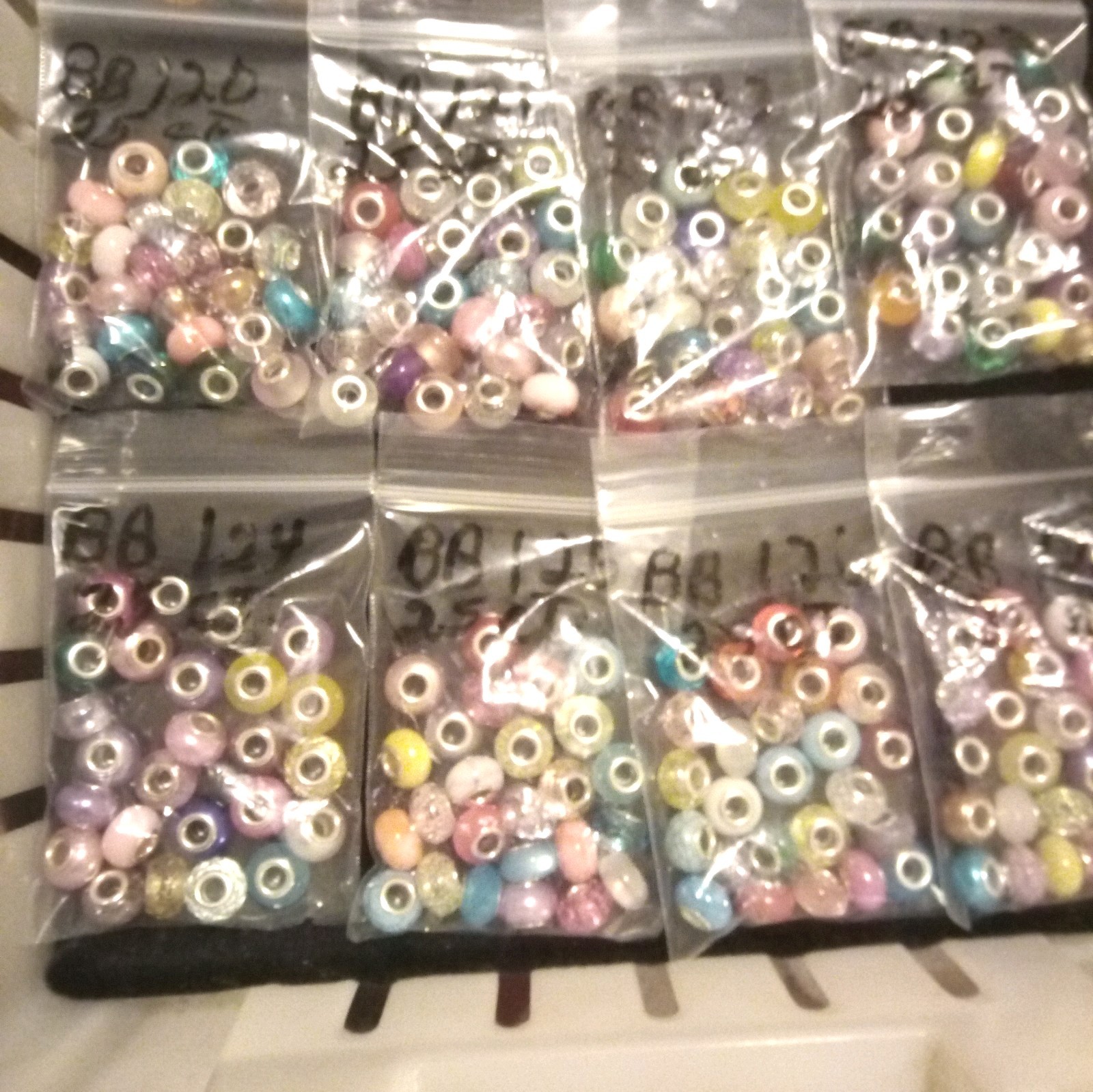Large Hole European Beads Multi-Colors Silver lined. Item # A112 (25 count)