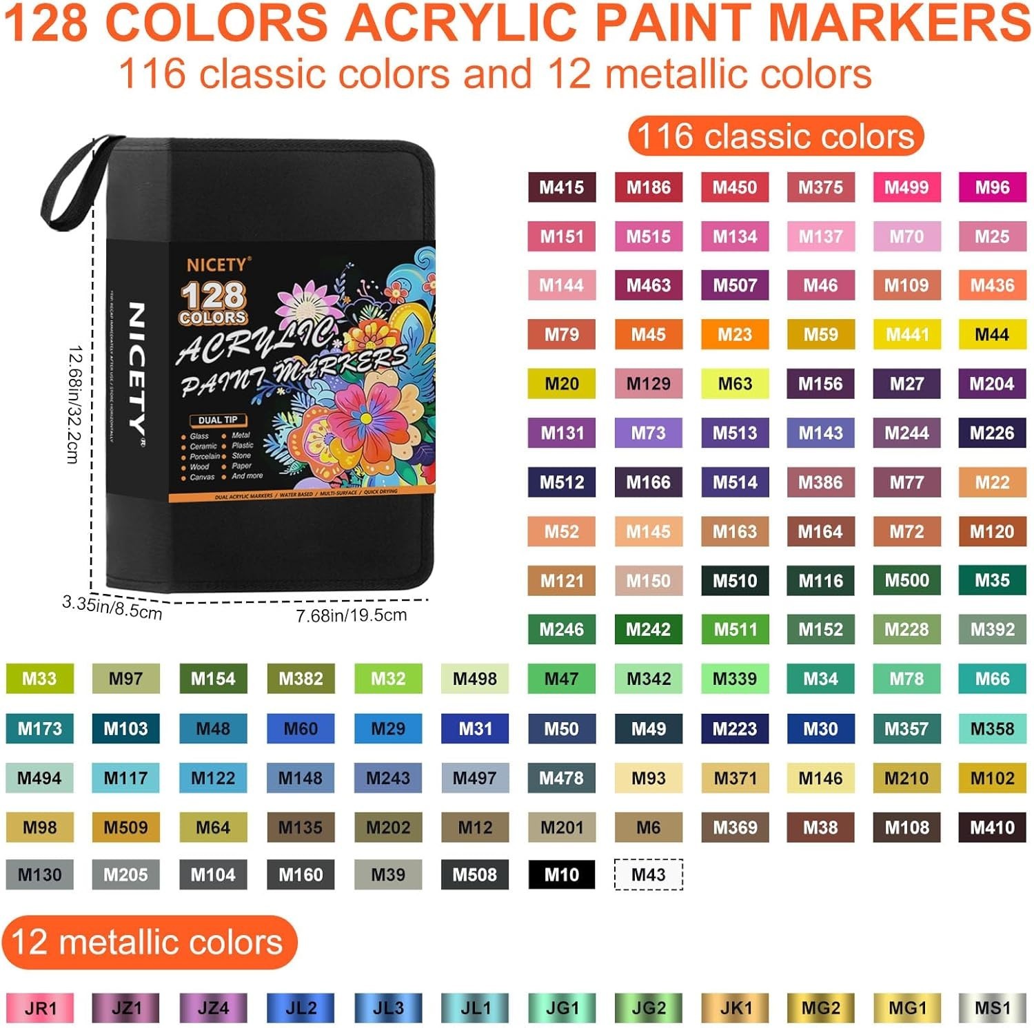 Multicolor Acrylic Paint Marker Set – 128 Dual Tip Pens for Diverse Art Projects