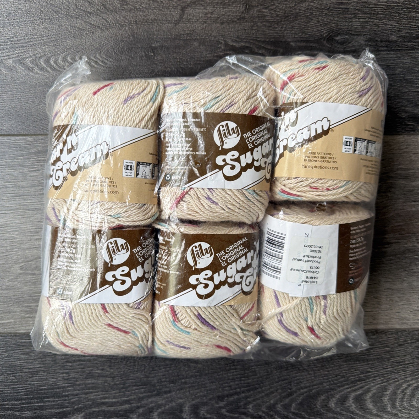 Lily Sugar ‘n Cream Yarn Potpourri Ombre Skein Cotton 2 oz each 4 Ply Lot of 6