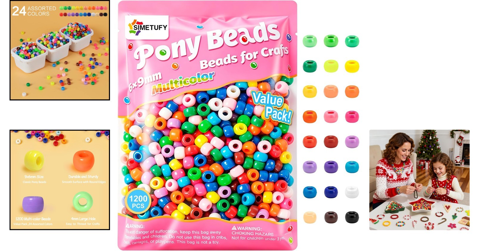 Expand Your Crafting with 1200 Pcs of Multi-Colored Kandi Beads for All Ages