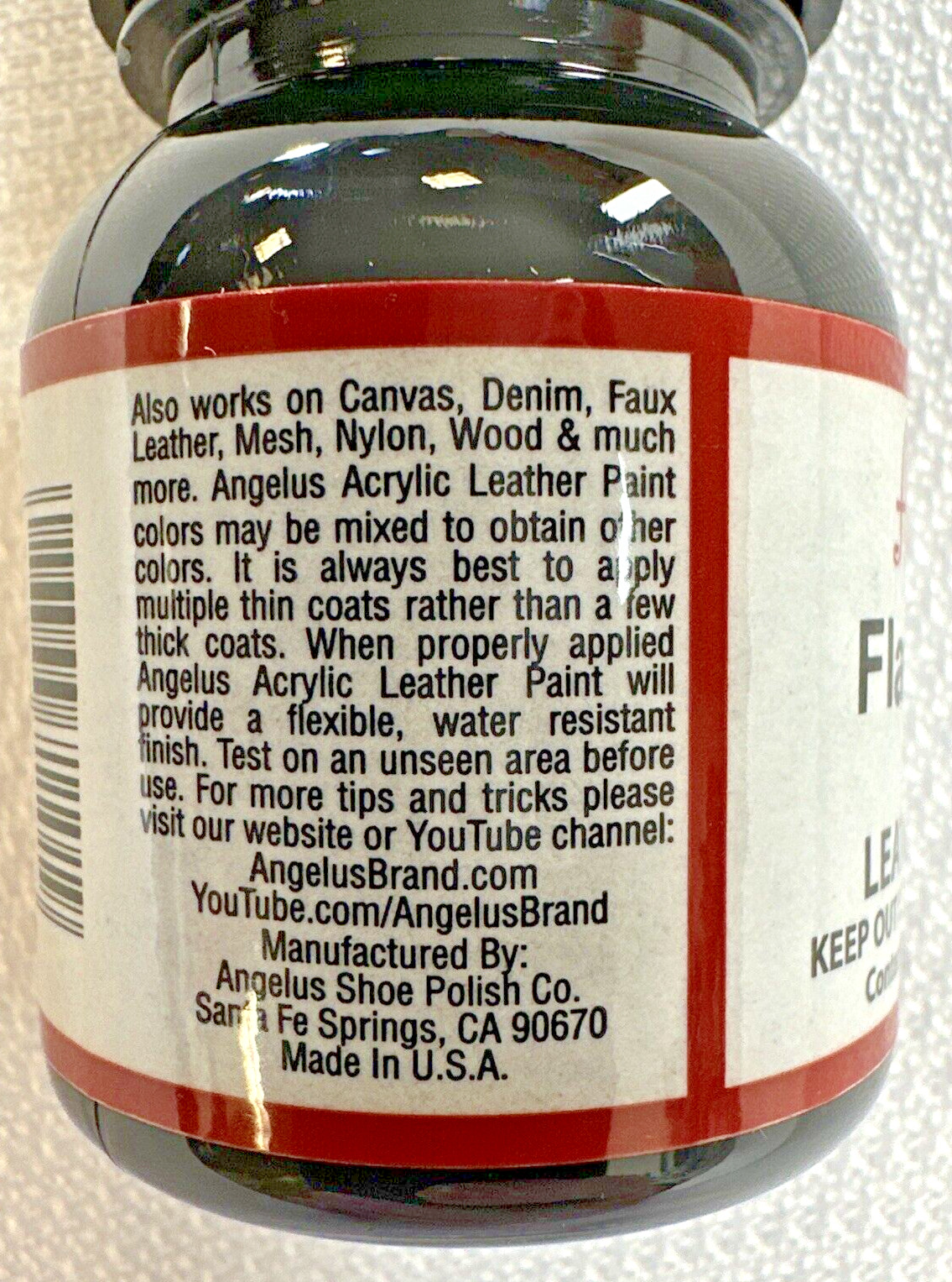 Angelus FLAT BLACK + FLAT WHITE Leather Paint – 1 fl.oz