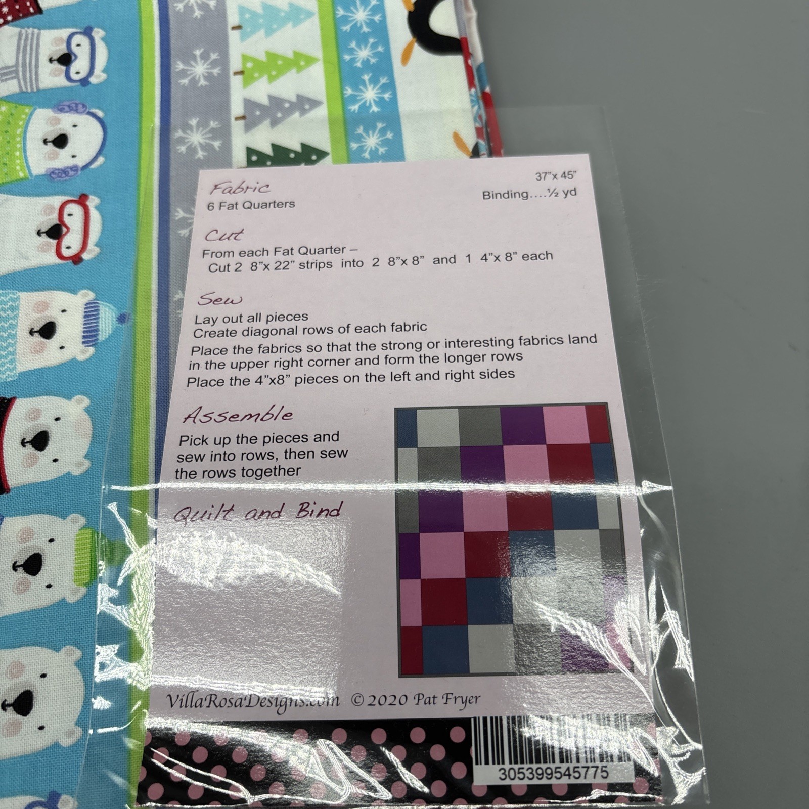 Villa Rosa Designs Odyssey Quilt Kit 37” X 45” Polar Bears Penguins Christmas