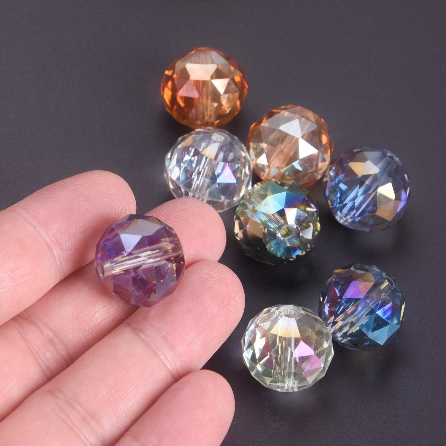 20mm Round Faceted Crystal Glass Loose Ball Crafts Beads for Jewelry Making
