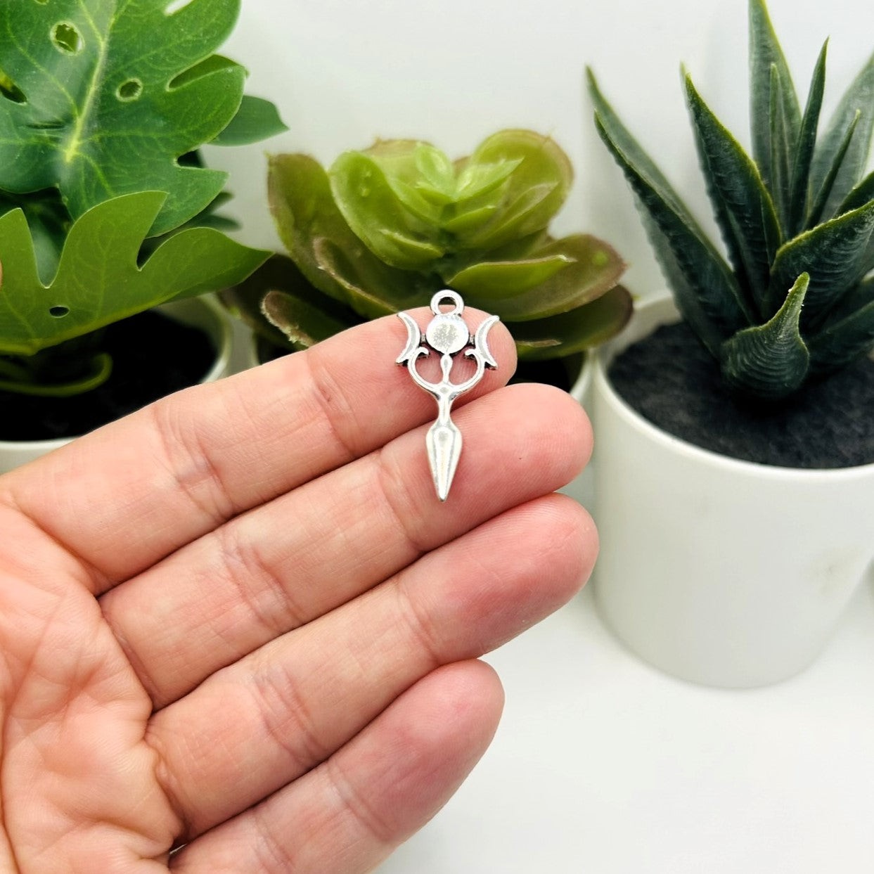 Silver Triple Moon Goddess Charms – US Seller