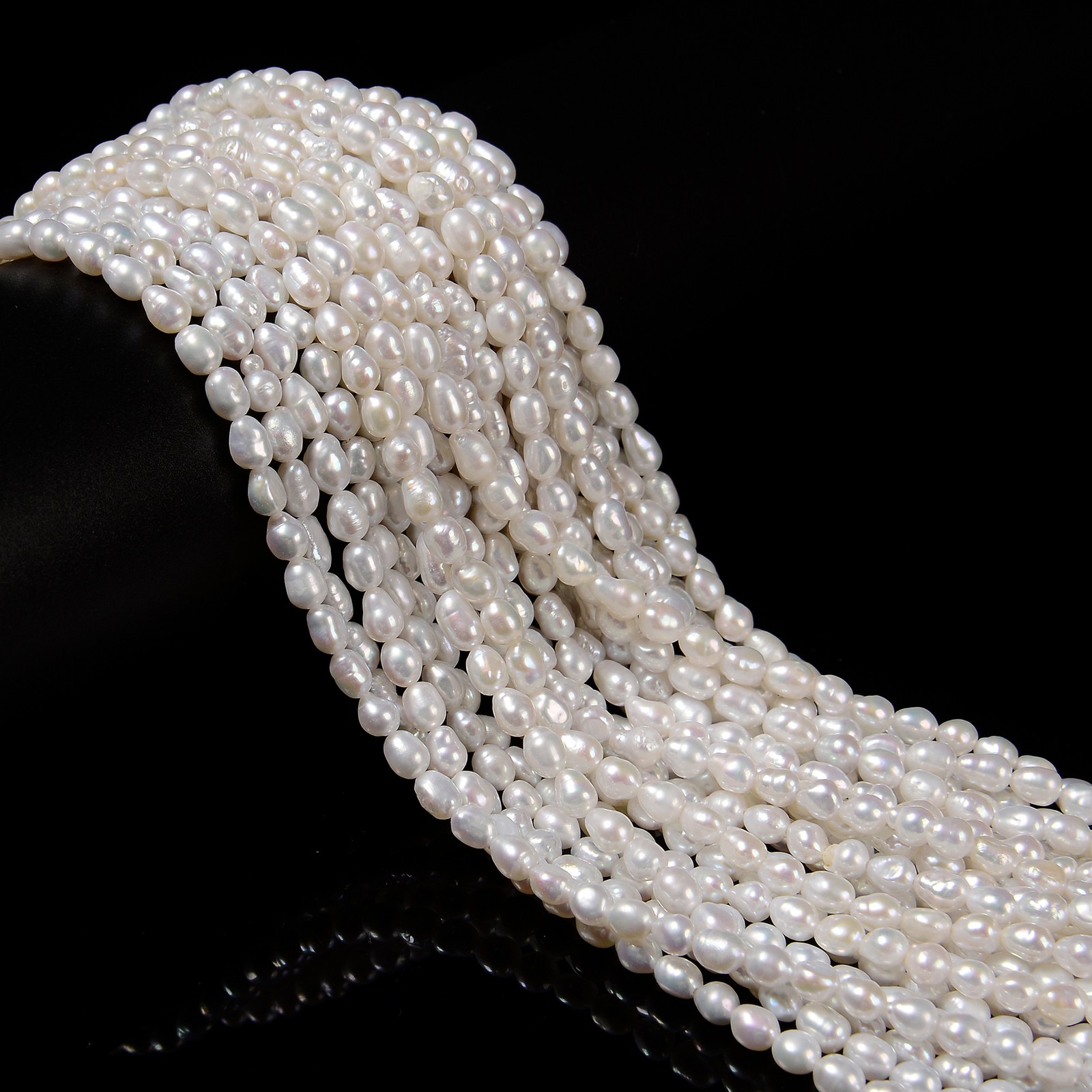 White Natural Fresh Water Pearl Baroque Shape Beads Size 4x5mm 14.5” Strand