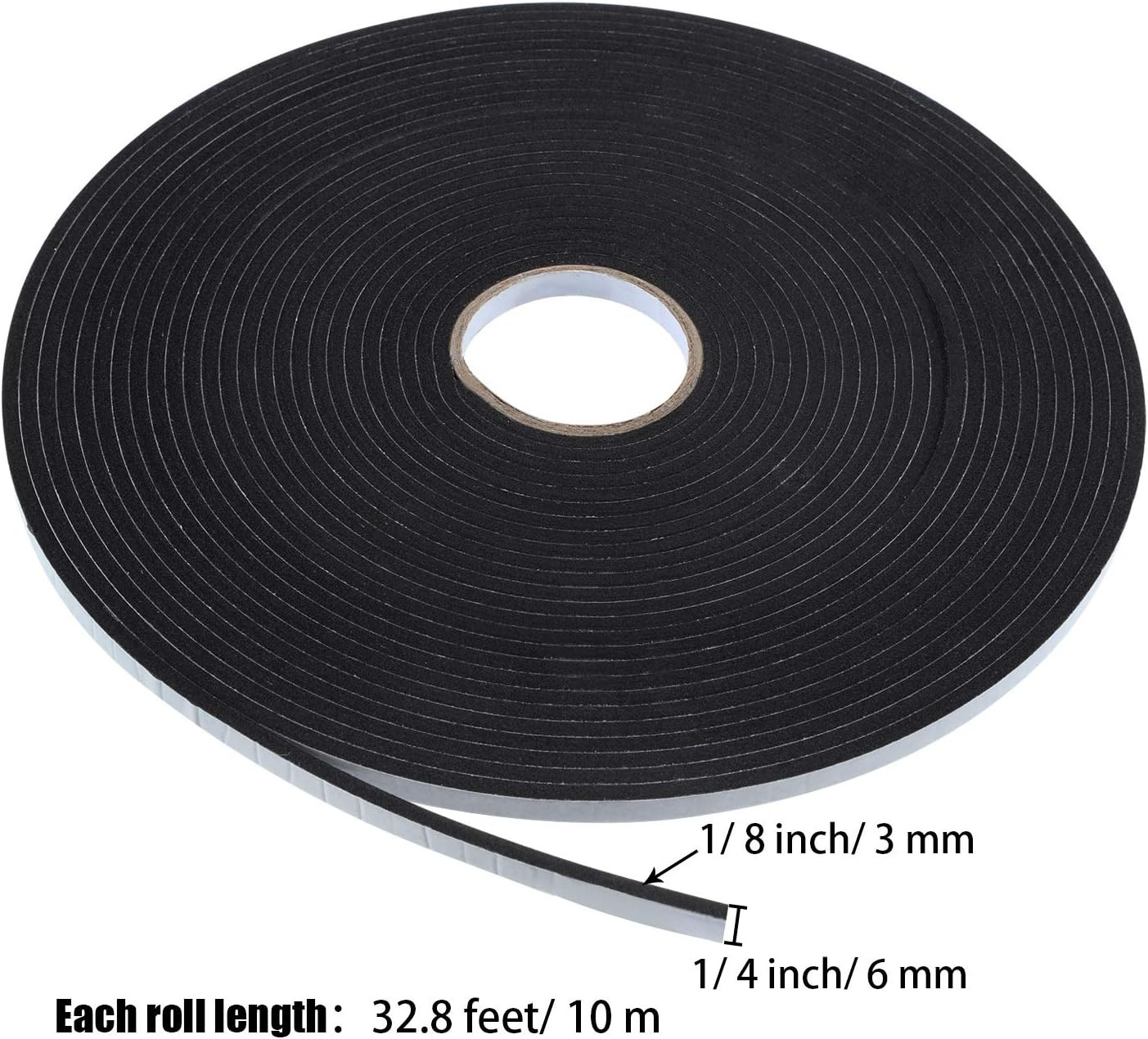 Double-Sided Foam Mounting Tape, 1/8 Inch Thick, 3 Rolls, 1/4 Inch x 32.8 Ft