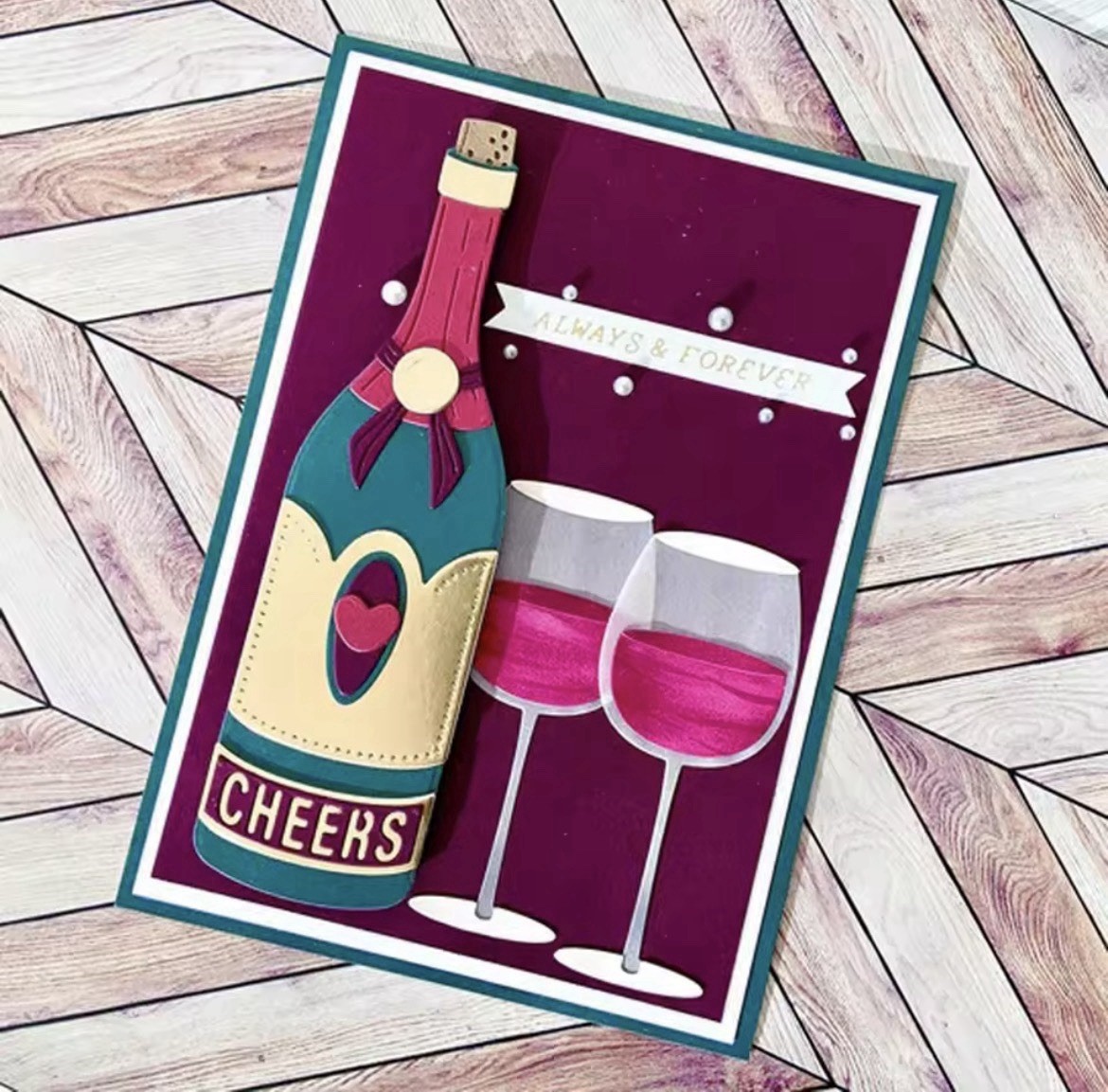 Stampin Up! Half Full stamps WINE XL Champagne Bottle Glass Celebration DIES