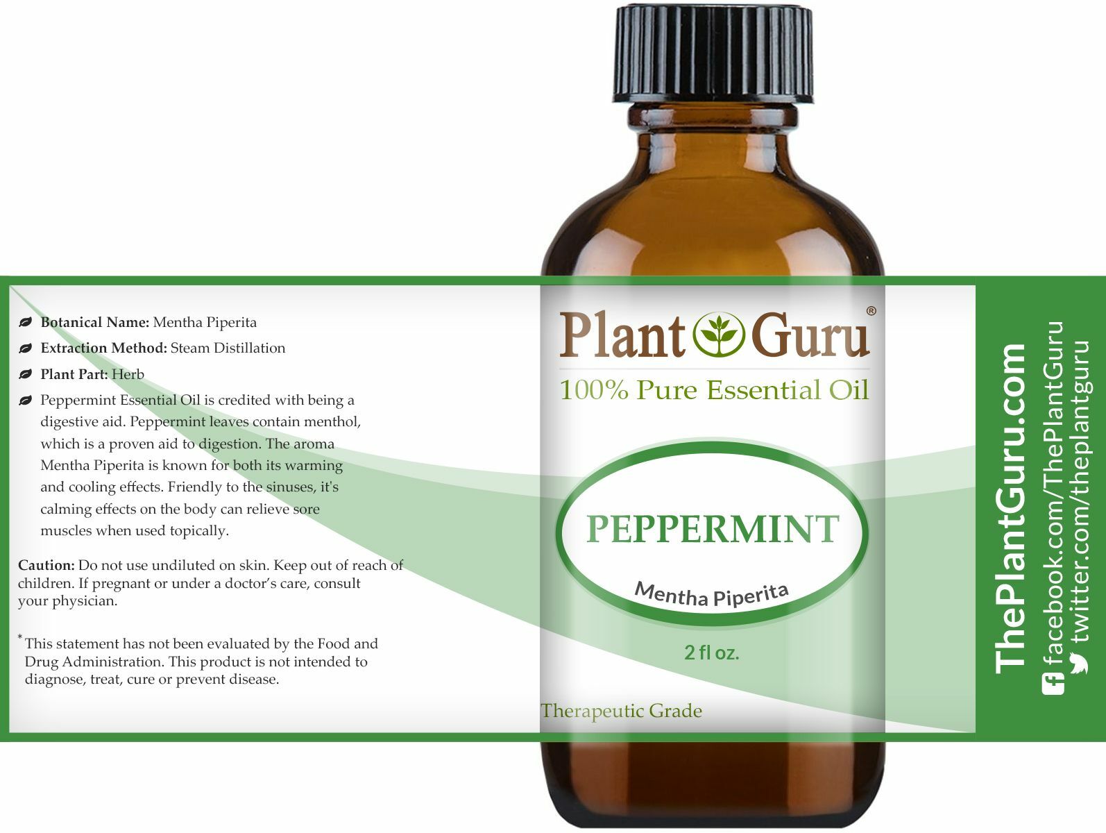 Peppermint Essential Oil 2oz 100% Pure Natural Therapeutic Grade Mentha Piperita